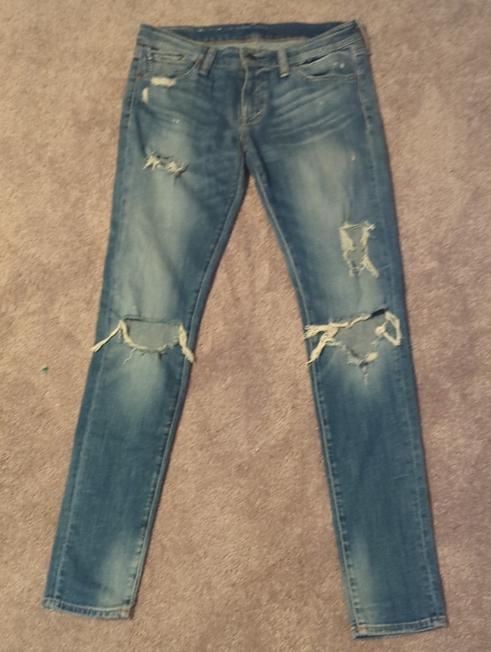 Ralph Lauren Women's Medium Blue Ripped Skinny Jeans